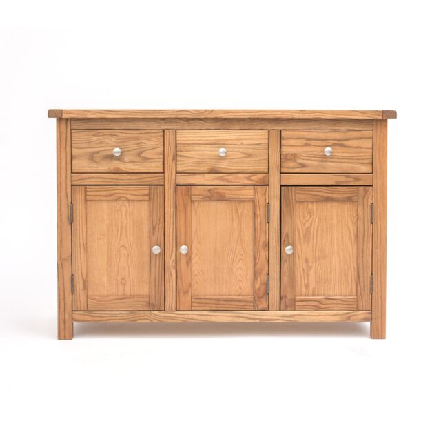 Cabinet Bits Trivento Light Wood 3 Drawer 3 Door Sideboard Chrome Knob in Light Brown - image 1