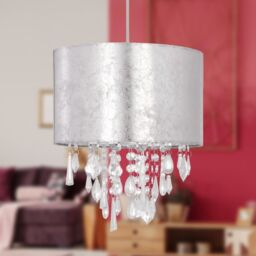 First Choice Lighting Set of 2 Silver Marble Affect Jewelled Light Shades - thumbnail 4