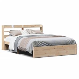 Berkfield Home Bed Frame with Headboard without Mattress 150x200 cm King Size in Brown - thumbnail 2