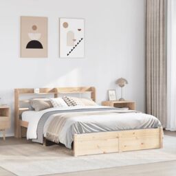 Berkfield Home Bed Frame with Headboard without Mattress 150x200 cm King Size in Brown - thumbnail 1