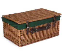 Red Hamper Wicker 56cm Double Steamed Picnic Hamper Basket With Green Lining in Brown - thumbnail 2