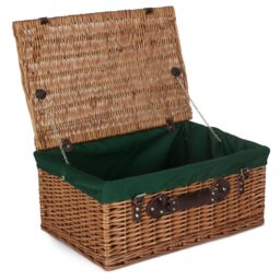 Red Hamper Wicker 56cm Double Steamed Picnic Hamper Basket With Green Lining in Brown - thumbnail 1