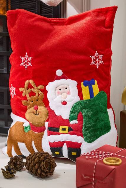 Dibor Festive Friends Red Santa Velvet Christmas Sack Gift Bag - image 1