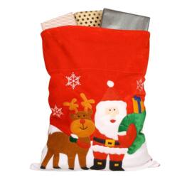 Dibor Festive Friends Red Santa Velvet Christmas Sack Gift Bag - thumbnail 2