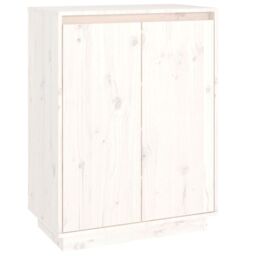 Berkfield Home Shoe Cabinet White 60x35x80 cm Solid Wood Pine - Size: 60 x 35 x 80 cm - thumbnail 2