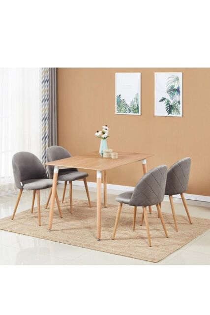 Life Interiors 'Lucia Halo' Dining Set with a Table & 4 Chairs in Grey