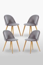 Life Interiors 'Lucia Halo' Dining Set with a Table & 4 Chairs in Grey - thumbnail 4