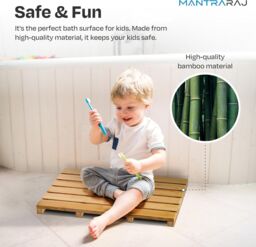 MANTRARAJ Bamboo Bathroom Duckboard Board Bath Shower For Bathroom Shower Mat in Brown - thumbnail 5