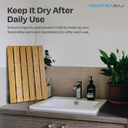 MANTRARAJ Bamboo Bathroom Duckboard Board Bath Shower For Bathroom Shower Mat in Brown - thumbnail 3