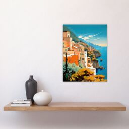 Artery8 Amalfi Coast Artwork Italy Cliffside Villages Overlooking Azure Mediterranean Sea Unframed Wall Art Print Poster Home Decor Premium - thumbnail 4