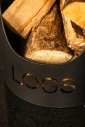 Marco Paul 3 Piece Fireside Accessories Set with Log, Kindling & Matchstick Holder in Black - thumbnail 4