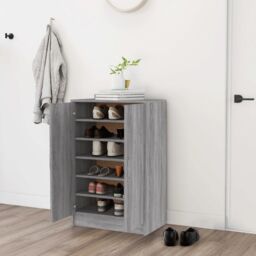 Berkfield Home Shoe Cabinet Grey Sonoma 60x35x92 cm Engineered Wood - Size: 60 x 35 x 92 cm - thumbnail 1