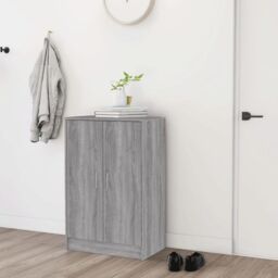 Berkfield Home Shoe Cabinet Grey Sonoma 60x35x92 cm Engineered Wood - Size: 60 x 35 x 92 cm - thumbnail 3