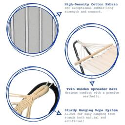 Nordara Natural Colour Outdoor Garden Brazilian Hammock Spreader Bar Cotton - thumbnail 5