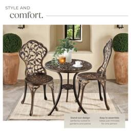 tectake Lyon Bistro Set for 2 People, Weather-Resistant Aluminum in Bronze - Size: 2 Seater - thumbnail 4