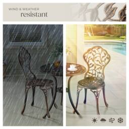tectake Lyon Bistro Set for 2 People, Weather-Resistant Aluminum in Bronze - Size: 2 Seater - thumbnail 7