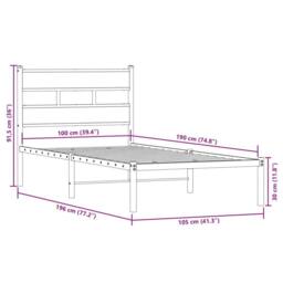 Berkfield Home Metal Bed Frame without Mattress Sonoma Oak 100x190 cm in Black - thumbnail 9