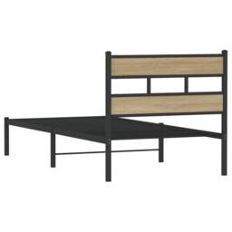 Berkfield Home Metal Bed Frame without Mattress Sonoma Oak 100x190 cm in Black - thumbnail 6