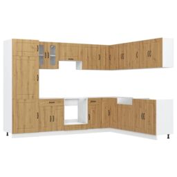 Berkfield Home 14 Piece Kitchen Cabinet Set Kalmar Artisan Oak Engineered Wood in Brown - thumbnail 2