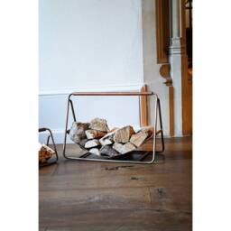 Lemon Pavilion Furniture and Decor Contemporary Hanging Leather Kindling Holder - L26.5 x W60 x H40 cm in Gold - thumbnail 2