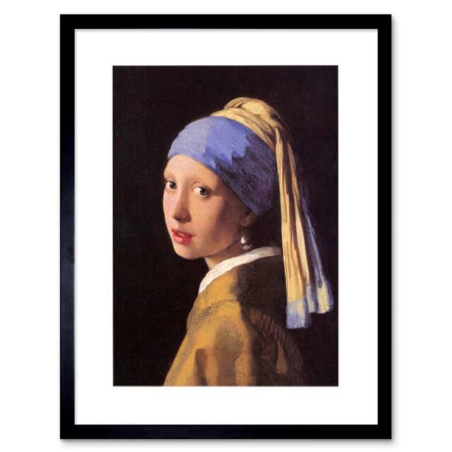 "Artery8 Vermeer Pearl Earring Old Master 12x16"" Framed Art Print in Brown - Size: W12"" x H16""" - image 1