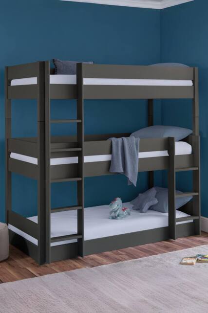 Julian Bowen Trio 3 Tier Triple Bunk Bed in Dark Grey - Size: Single - image 1