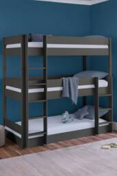 Julian Bowen Trio 3 Tier Triple Bunk Bed in Dark Grey - Size: Single - thumbnail 1