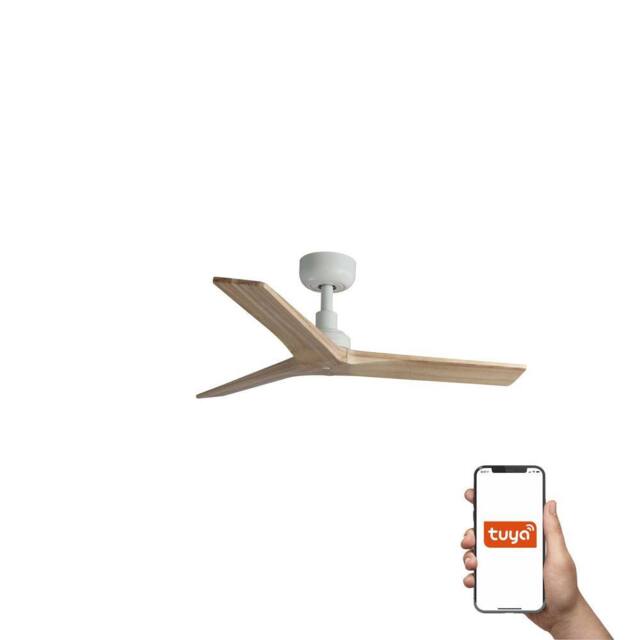 Netlighting Klim Small Smart Ceiling Fan Black Pine Blades in White