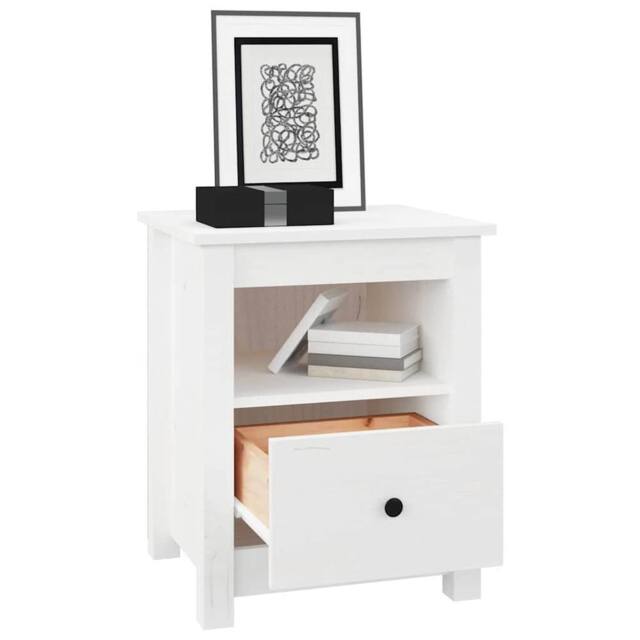 Berkfield Home Beautiful Bedside Cabinet White 40x35x49 cm Solid Wood Pine - Size: 40 x 35 x 49 cm - image 1