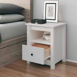 Berkfield Home Beautiful Bedside Cabinet White 40x35x49 cm Solid Wood Pine - Size: 40 x 35 x 49 cm - thumbnail 2