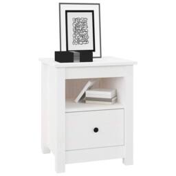 Berkfield Home Beautiful Bedside Cabinet White 40x35x49 cm Solid Wood Pine - Size: 40 x 35 x 49 cm - thumbnail 4