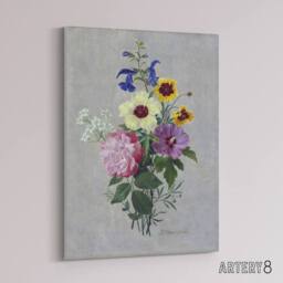 "Artery8 Pierre Joseph Redoute Flowers 1820 Canvas Wall Art Print - Size: W24"" x H32""" - thumbnail 2