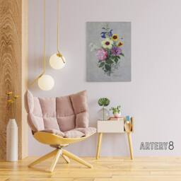 "Artery8 Pierre Joseph Redoute Flowers 1820 Canvas Wall Art Print - Size: W24"" x H32""" - thumbnail 3