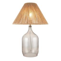 First Choice Lighting Kew - Smokey Tinted Glass Lamp with Natural String Shade in Grey - thumbnail 2