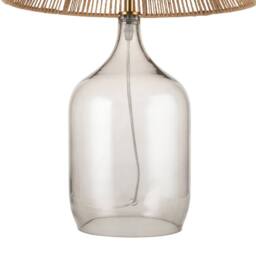 First Choice Lighting Kew - Smokey Tinted Glass Lamp with Natural String Shade in Grey - thumbnail 4