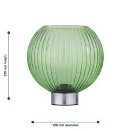 First Choice Lighting Set of 2 Betchley - Battery Operated Chrome Lamp with Green Glass in Silver - thumbnail 8