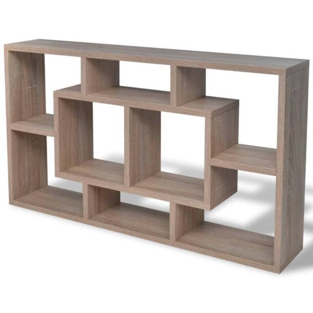 Berkfield Home Floating Wall Display Shelf 8 Compartments Oak Colour in Brown - image 1