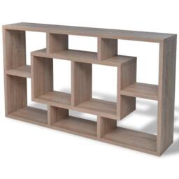 Berkfield Home Floating Wall Display Shelf 8 Compartments Oak Colour in Brown - thumbnail 1
