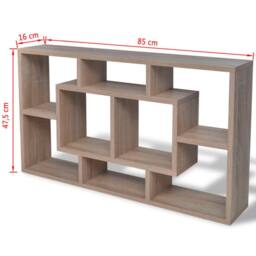 Berkfield Home Floating Wall Display Shelf 8 Compartments Oak Colour in Brown - thumbnail 6