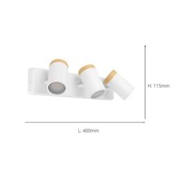 Eglo Consuma Steel & Wood 3-Light Bathroom Spotlight, White & Brown - thumbnail 5