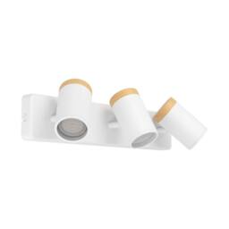 Eglo Consuma Steel & Wood 3-Light Bathroom Spotlight, White & Brown - thumbnail 3