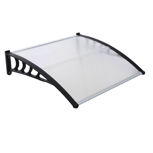 Gr8 Garden Door Canopy Porch Rain Protector Awning Lean-To Roof Shelter 90 X 120cm in Clear - Size: 90 X 120 cm - image 1
