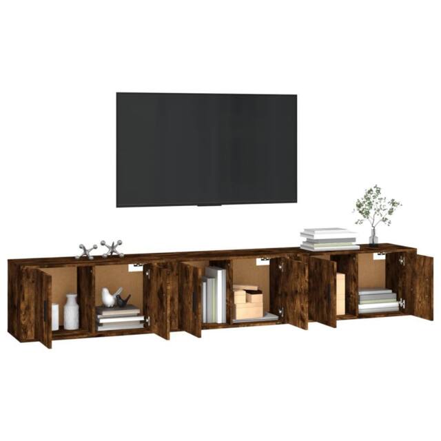 Berkfield Home Classic Wall-mounted TV Cabinets 3 pcs Smoked Oak 80x34.5x40 cm in Brown - image 1