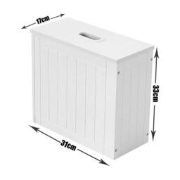 VOGREX Wooden Shaker Multi purpose Bathroom Toilet Roll Storage Box in White - thumbnail 2