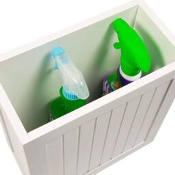 VOGREX Wooden Shaker Multi purpose Bathroom Toilet Roll Storage Box in White - thumbnail 5