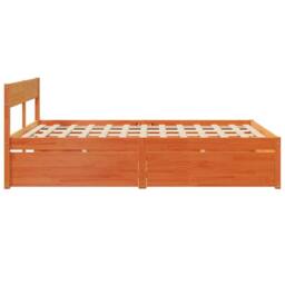Berkfield Home Modern Bed Frame without Mattress Wax Brown 140x200 cm Solid Wood Pine - thumbnail 5