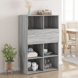 Berkfield Home Highboard Grey Sonoma 80x42.5x124 cm Engineered Wood - thumbnail 1