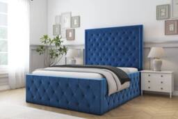"Comfort Beds Winchester Plush Bed Frame With Mattress-50"" Upholstered in Navy - Size: Single" - thumbnail 1