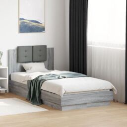Berkfield Home Bed Frame without Mattress Grey Sonoma 90x190 cm Single - thumbnail 1