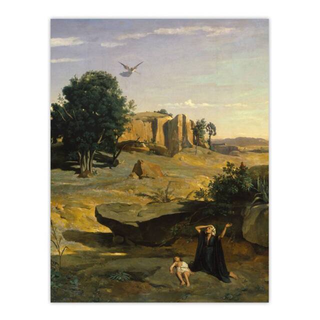 "Artery8 Camille Corot Hagar & Her Son in the Wilderness Wall Art Print - Size: W12"" x H16""" - image 1
